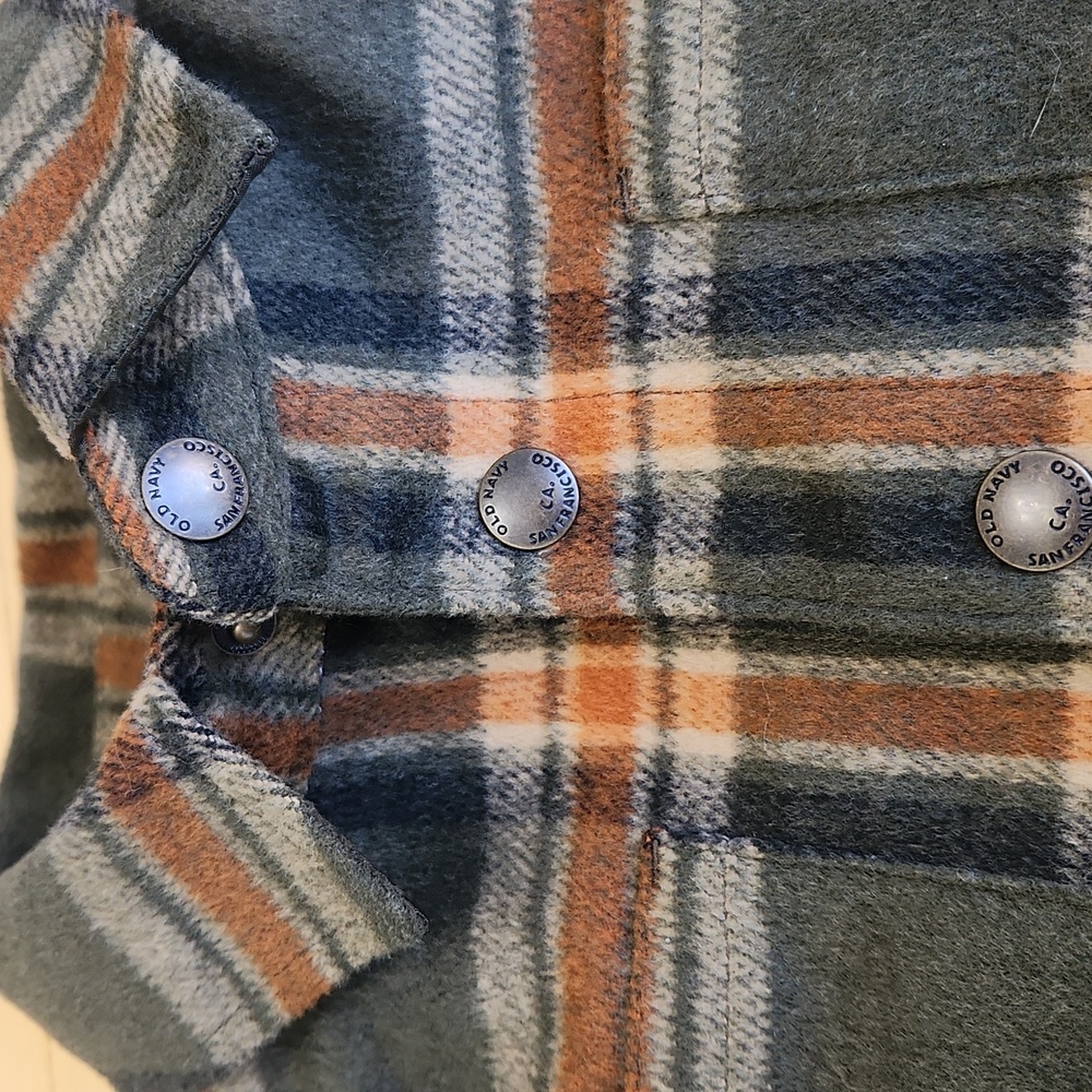 Old Navy Toddler Sherpa Lined Plaid Jacket Shirt Snap Buttons Pockets 4T - Picture 6 of 14